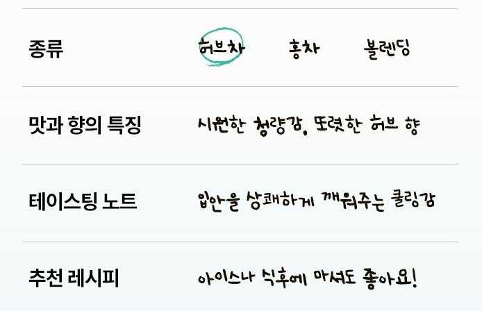 페퍼민트 잎과 여러 종류의 페퍼민트차 티백 제품들